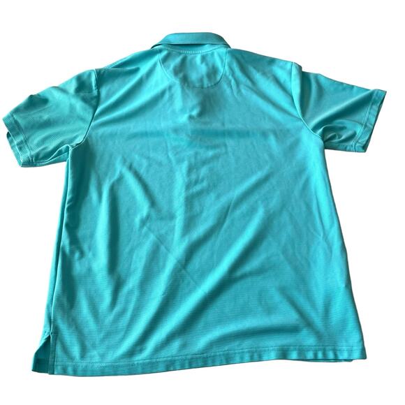 Cubavera Mens Shirt Size Large Solid Texture Polo Short Sleeve Blue Curacoa - Picture 6 of 7
